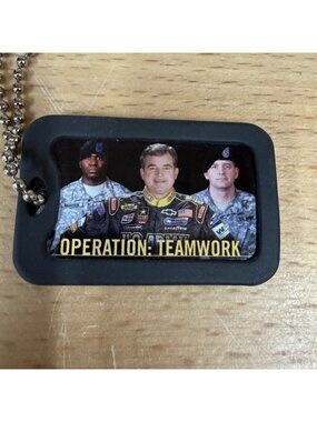 Vintage US Army NHRA Racing Dog Tag Necklace NASCAR Operation Teamwork